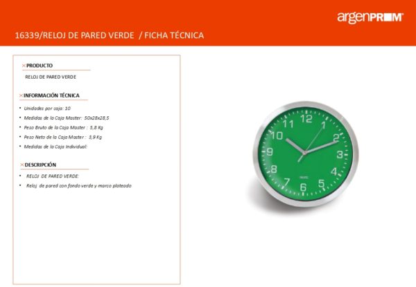 RELOJ DE PARED VERDE - Image 2