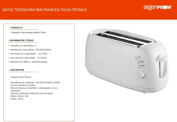 TOSTADORA PAN FRANCES T-826 BLANCA - Image 2