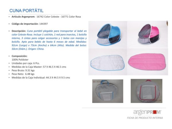 CUNA PORTATIL PARA BEBE CELESTE - Image 2