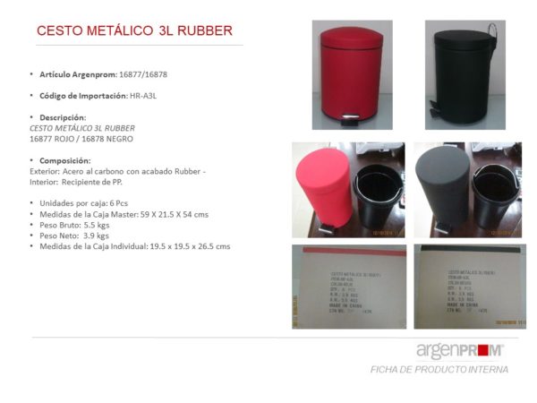 TACHO METALICO 3L ROJO RUBBER - Image 2