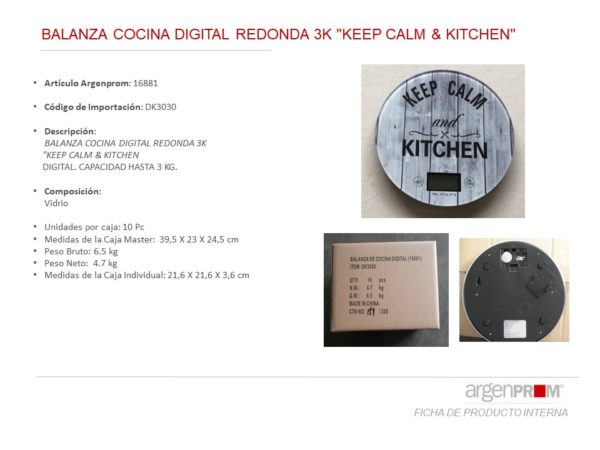 BALANZA COCINA DIGITAL KEEP CALM & KITCHEN - Image 3