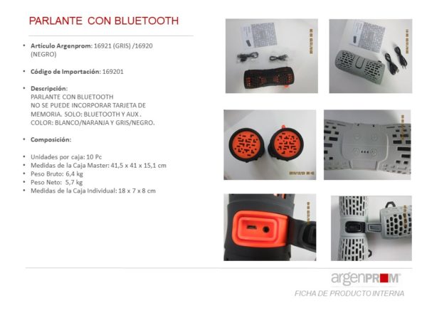 PARLANTE CON BLUEETOOH 12W NEGRO/NARANJA - Image 2