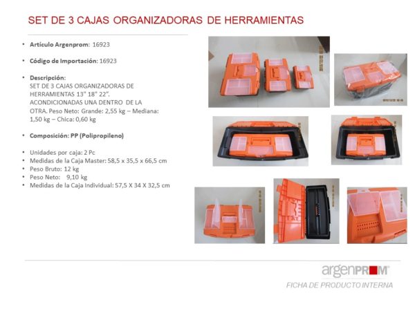 SET DE 3 CAJAS ORGANIZADORAS DE HERRAMIENTAS 13 18 22 - Image 3