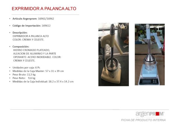 EXPRIMIDOR A PALANCA ALTO CREMA MARCA KITCHEN PLUS - Image 3