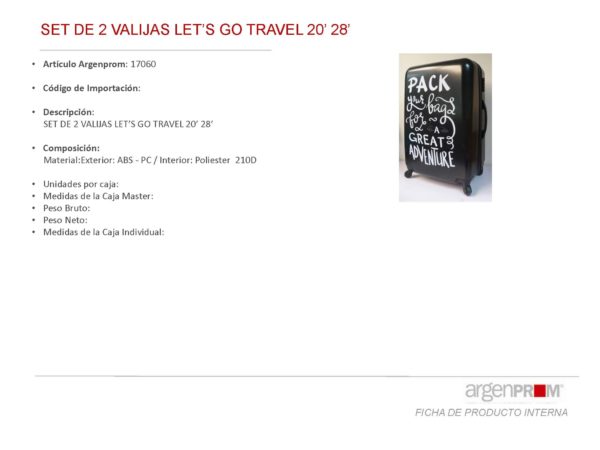 SET DE VALIJA Y CARRY ON LET´S GO TRAVEL 20´ 28´ - Image 2