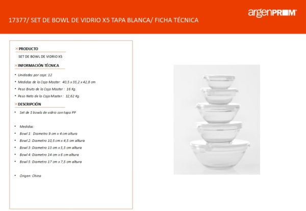 SET DE 5 BOWLS DE VIDRIO CON TAPA - Image 5