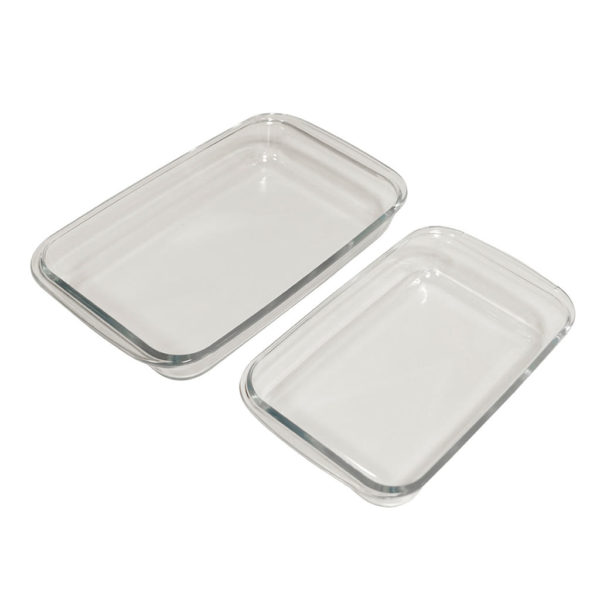 SET DE 2 FUENTES DE VIDRIO RECTANGULARES 1,6+2,2L