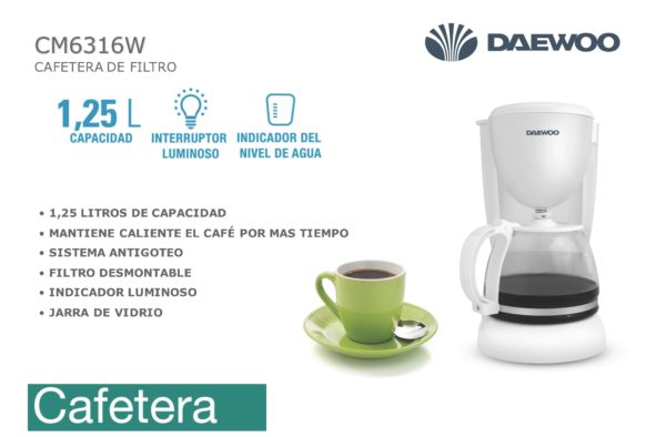 CAFETERA BLANCA DAEWOO 1.25 LTS CM6316W - Image 2