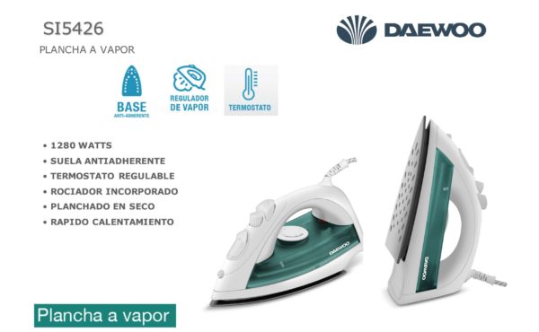 PLANCHA A VAPOR DAEWOO VERDE SI5426 - Image 2