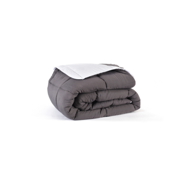 ACOLCHADO GUINZA QUEEN EFECTO DUVET GRIS REVERSIBLE