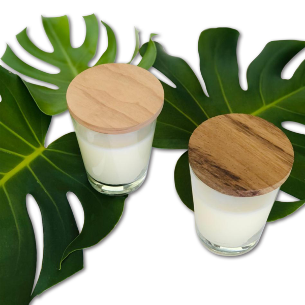 SET X2 VELAS CON TAPA DE MADERA