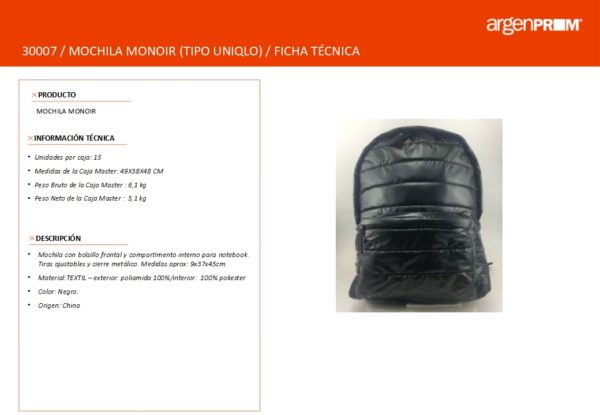 MOCHILA MONOIR (TIPO UNIQLO) - Image 2