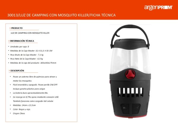 LUZ DE CAMPING CON MOSQUITO KILLER NEGRO - Image 3