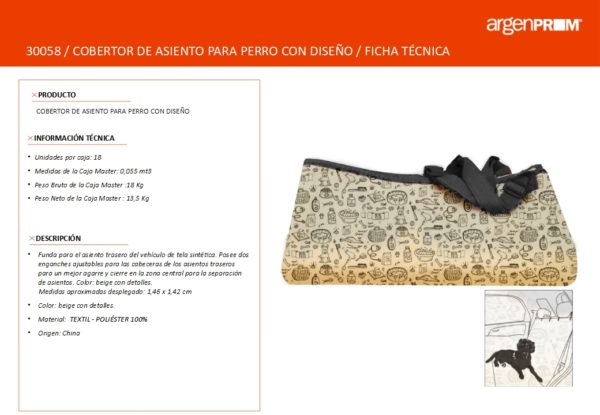 COBERTOR DE ASIENTO PARA PERRO CON DISEÑO - Image 2