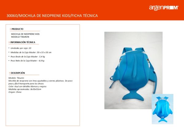 MOCHILA DE NEOPRENE ANIMALES (TIBURON) - Image 3