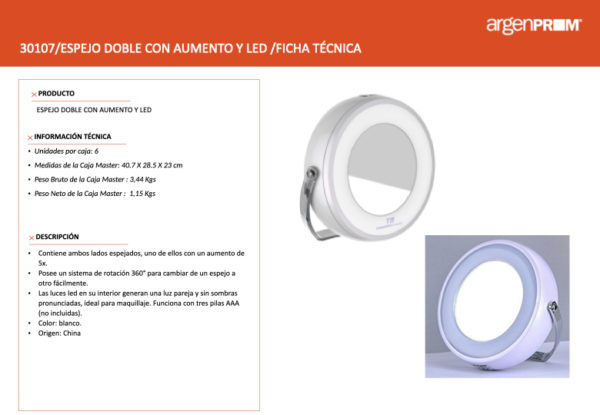 ESPEJO DOBLE CON AUMENTO Y LED - Image 3