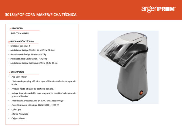 POP CORN MAKER RETRO GREY APH200GERY - Image 2