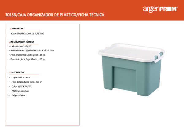 CAJA ORGANIZADOR DE PLASTICO PEQUEÑA VERDE PASTEL - Image 2