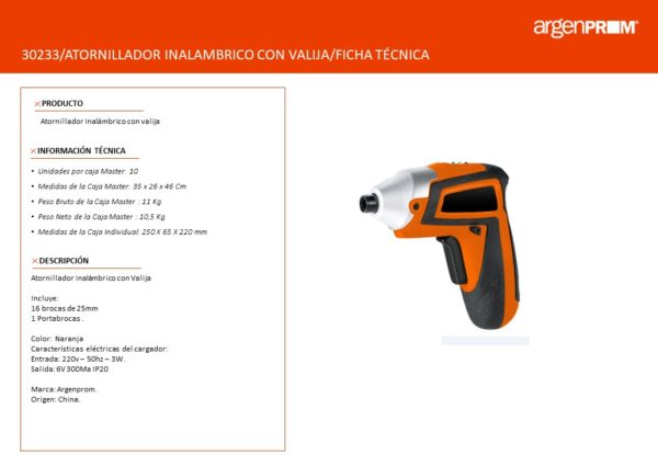 ATORNILLADOR INALABRICO CON VALIJA NARANJA - Image 3