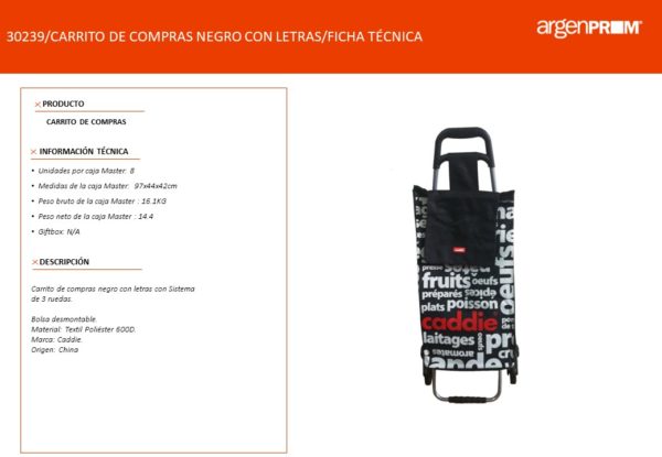 CARRITO DE COMPRAS NEGRO CON LETRAS