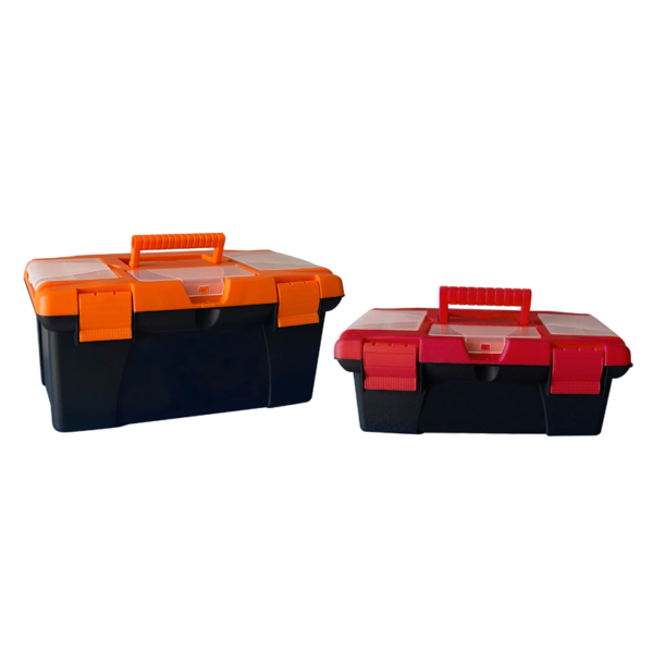 SET DE 2 CAJAS ORGANIZADORAS DE HERRAMIENTAS 13" Y 18" ROJA Y NARANJA