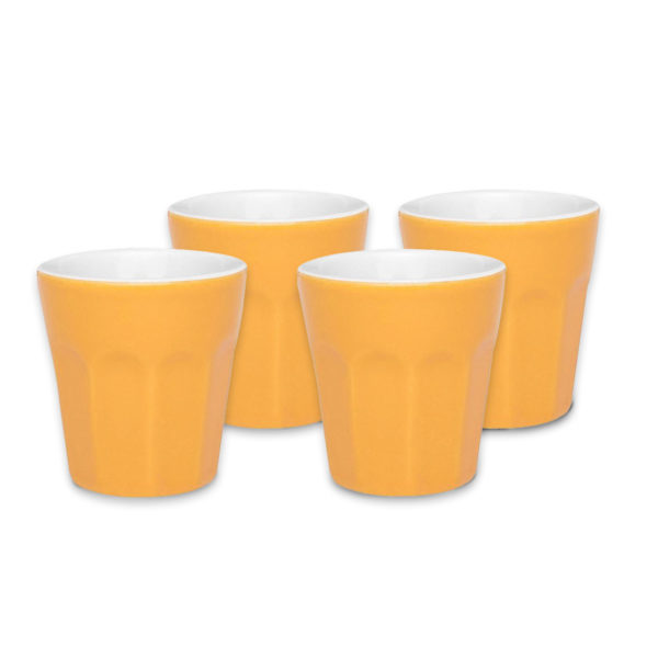 SET X 4 TAZAS DE CAFE CERAMICA AMARILLA