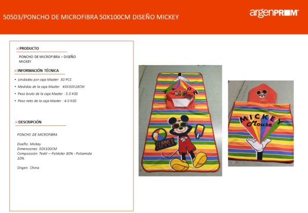 PONCHO DE MICROFIBRA 50X100CM MICKEY - Image 2