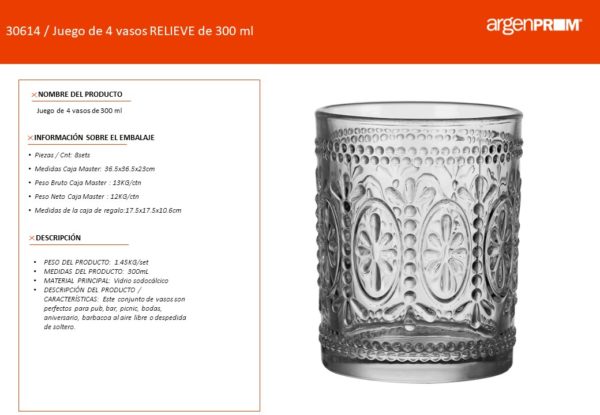 SET X 4 VASOS RELIEVE FLOWERS - Image 3