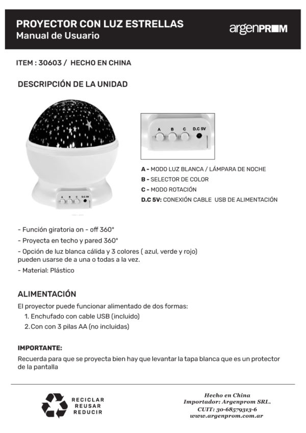 PROYECTOR CON LUZ ESTRELLAS - Image 2